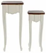 Set di 2 tavoli DKD Home Decor Bianco Marrone 35 x 35 x 80 cm
