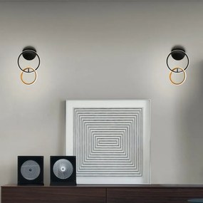 Applique LED design Kara nero IP20, luce bianco naturale 900 lumen, NOVECENTO