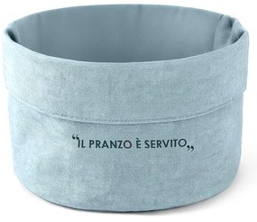 Cestino ottanio 20x14x15 cm con scritta in misto cotone