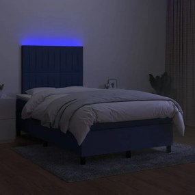 Letto a molle con materasso e led blu 120x200cm in tessuto