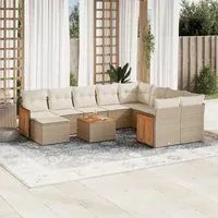 Set Divani da Giardino 11 pz con Cuscini Beige in Polyrattan 3228242