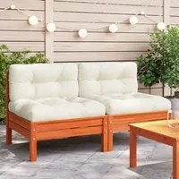 Divano Giardino Senza Braccioli Cuscini 2pz Marrone Cera Pino 838162