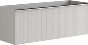 Mobile da bagno sospeso sotto lavabo Pixel grid 1 cassetto L 120 x H 40 x P 45.5 cm grigio pastello laccato opaco e maniglia alluminio brillante