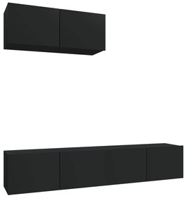 Set Mobili Porta Tv 3 Pz Nero İn Legno Multistrato /