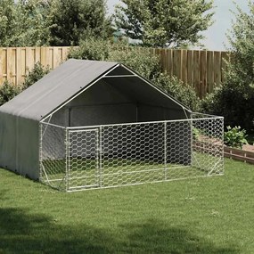 Cuccia Per Cani Da Esterno Con Recinto 3x3x1,9m Acciaio Zincato /