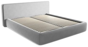 Letto matrimoniale imbottito grigio con contenitore con griglia 180x200 cm Kiana - Makamii