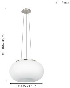 EGLO 86815 - Lampadario a sospensione con filo OPTICA 2xE27/60W