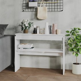 Tavolino Consolle Bianco Lucido 102x30x80 Cm Legno Multistrato /
