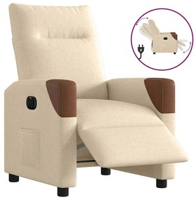 Poltrona Elettrica Reclinabile Crema İn Tessuto /