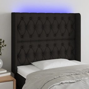 Testiera A Led Nera 103x16x118/128 Cm İn Tessuto /