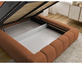 Letto matrimoniale imbottito arancione contenitore e rete inclusi 160x200 cm Denali - Bobochic Paris