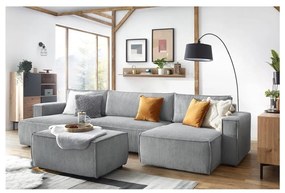 Sgabello in velluto a coste grigio chiaro Nihad - Bobochic Paris