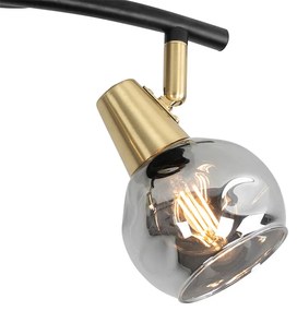 Plafoniera Art Déco vetro fumé nero con ottone 2 luci - VIDRO