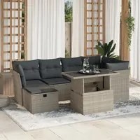 Set Divani da Giardino 7pz con Cuscini Grigio Chiaro Polyrattan 3274662