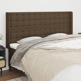 Testiera Ad Orecchio Marrone Scuro 163x16x118/128 Cm İn Tessuto /