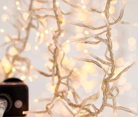 Catenaria Natalizia LED 18.3m 8 GIOCHI DI LUCE Cavo TRASPARENTE IP44 Colore Bianco Caldo 2200 - 2300 °K