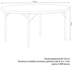 CATE - tavolo catering rotondo salvaspazio in acciaio e abs