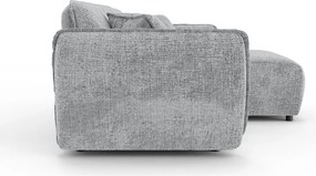 Divano angolare grigio chiaro (con penisola a destra/con chaise lounge) con rivestimento in ciniglia Nelia – Ropez