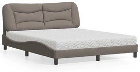 Letto Con Materasso Tortora 160x200 Cm İn Tessuto /
