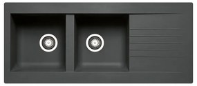 Lavello integrato 2 vasche in resina nero DELINIA Scirocco L 50 x L 116 cm, reversibile
