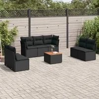 Set Divani da Giardino con Cuscini 8 pz Nero in Polyrattan 3223563