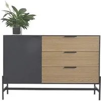 Credenza 1 Anta 3 Cassetti 124x40x81,5 cm Allycia in Legno Nero