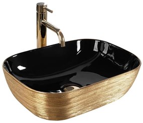 REA-U8780 - Lavabo da appoggio BELINDA 33x46,5 cm ceramica/nero/dorato