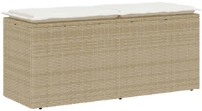 Panca Da Giardino Con Cuscino Beige 110x40x44 Cm İn Polyrattan /