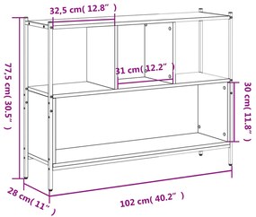 Libreria Nera 102x28x77,5 cm in Legno Multistrato