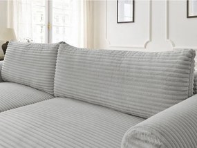 Divano angolare in grigio chiaro allungabile (con penisola a sinistra) con rivestimento in velluto a coste Lucien – Bobochic Paris