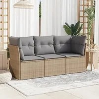 Set Divano da Giardino 3 pz con Cuscini Beige in Polyrattan 3249048