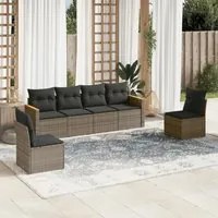 Set Divano da Giardino 6 pz con Cuscini Grigio in Polyrattan 3225864