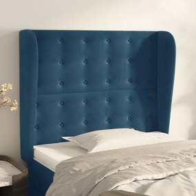 Testiera Ad Orecchio Blu Scuro 83x23x118/128 Cm İn Velluto /