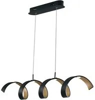 Sospensione HELIX in alluminio nero e oro 20W luce calda 80 cm.