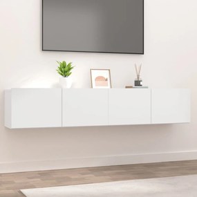 Mobili Tv 2 Pz Bianchi 80x30x30 Cm İn Legno Multistrato /
