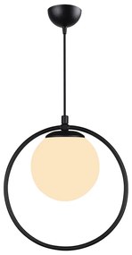 Lampada a sospensione in metallo nero con paralume in vetro ø 15 cm Ates - Squid Lighting