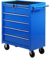 Carrello da Lavoro con 5 Cassetti Porta Utensili Blu 67.5x33x77 cm