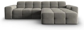 Divano angolare in velluto grigio (angolo destro) Kendal - Micadoni Home