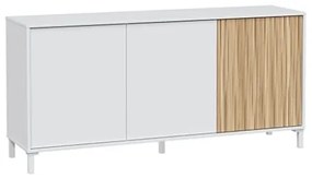 Mobile Credenza 3 Ante Con Ripiani Interni E Piedini Ethna Bianco E Rovere Listato