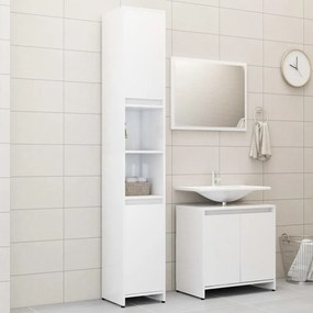 Set Mobili Da Bagno 3 Pz Bianco Lucido İn Truciolato /