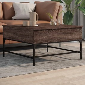 Tavolino Salotto Rovere Marrone 80x80x45 Cm Multistrato Metallo /