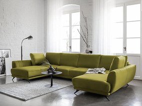 Divano letto matrimoniale angolare Melbourne - Tessuto verde chiaro