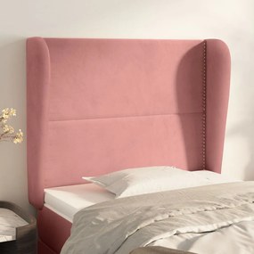 Testiera Ad Orecchio Rosa 83x23x118/128 Cm İn Velluto /