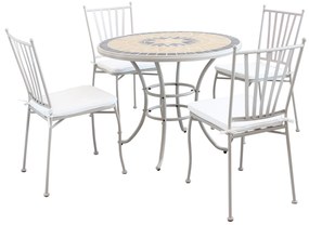 VENTUS - set tavolo in ferro Ø 90 x 74 h con 4 sedie Ventus