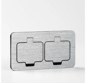 Brilagi - Presa doppia da incasso a pavimento per esterno IP55 cromo opaco rettangolare