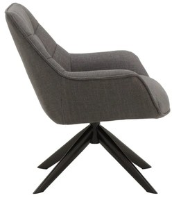 Poltrona girevole SEAPORT in tessuto grigio e gambe in metallo nero