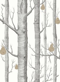 Cole & Son Carta da parati Woods & Pears - Black/ White/ Gold