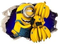 MINION con Banane - Adesivo murale parete 3D wall sticker camera bimbi Misura: 150x100 cm