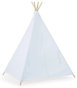 Kave Home - Tipi Darlyn 100% cotone blu e gambe in legno massello di pino