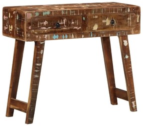 Tavolo Consolle 90x32x75 Cm İn Legno Massello Di Recupero /